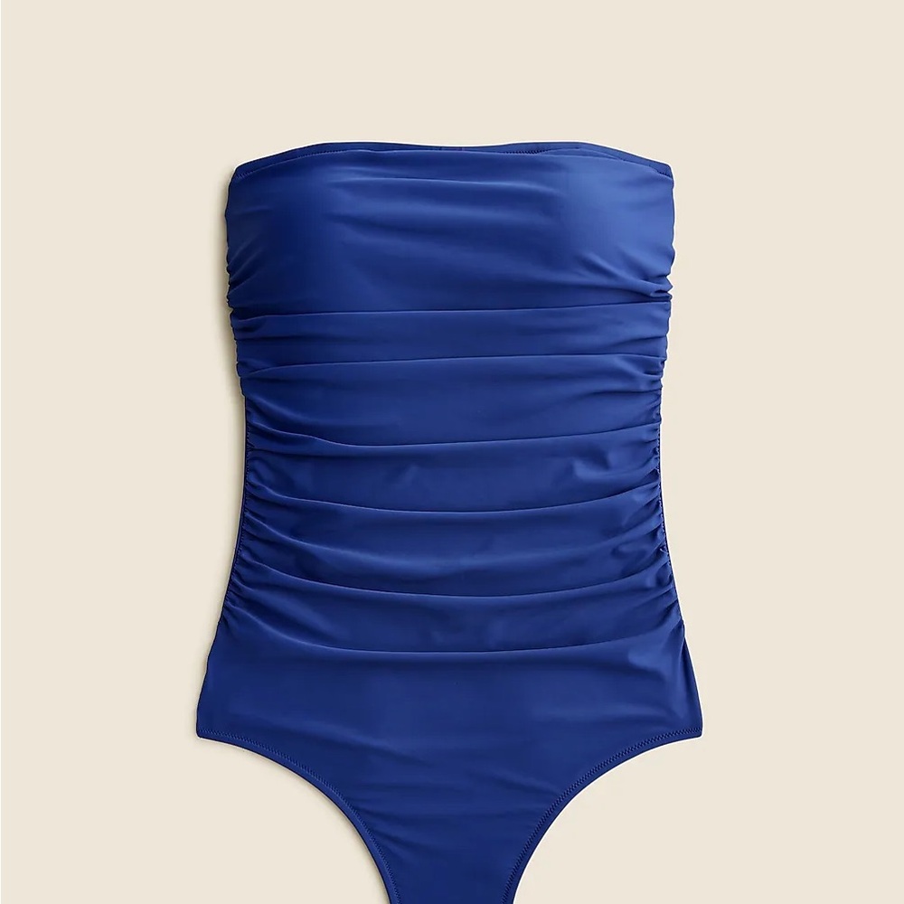 J. Crew Never Worn Strapless Royal Blue Ruched One-Piece Swimsuit